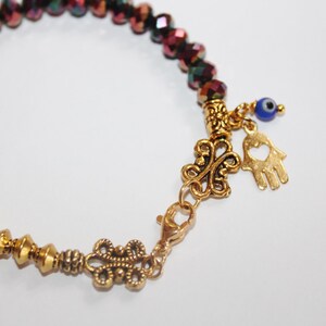 Hamsa bracelet, gold hamsa bracelet, evil eye bracelet, hamsa charm bracelet, bad eye charm, bad eye charm bracelet