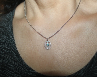 Silver Hamsa Charm Necklace: Elegant Evil Eye Protection