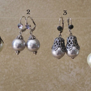 Pearl Earrings, dangle earrings, dangle pearls earrings, white pearl earrings, Wedding earrings, Bridal earrings