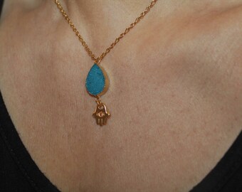 Hamsa necklace, Hamsa charm, gold Hamsa pendant, Hamsa charm, Hamsa necklace, Gold Hamsa