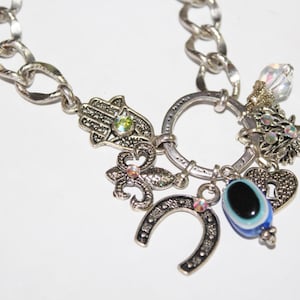 Hamsa bracelet, Hamsa charm bracelet, Evil eye charm bracelet, silver bracelet, Hamsa, Silver Hamsa, Charm bracelet