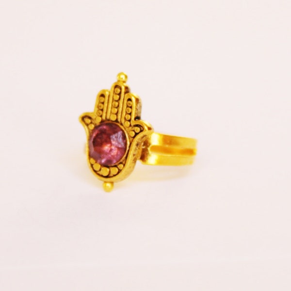 Hamsa ring, gold plated ring, evil eye ring, Hamsa, evil eye, adjustable ring, metal ring