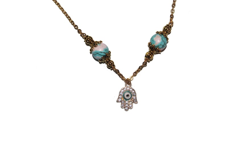 Turquoise Hamsa Hamsa necklace gold hamsa charm evil eye jewelry gold hamsa hamsa charm Hamsa charm necklace