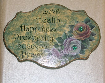 wall plaque, well wishing sign, love sign, wood sign, wall decor, home decor