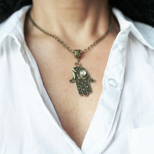 Hamsa necklace, Hamsa charm necklace, tree of life, silver necklace, love, evil eye charm necklace, turquoise, flower charm