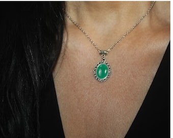 Collana di giada verde naturale, collana di pietra avventurina verde, pietra verde naturale, collana di pietra verde, collana di fascino avventurina verde