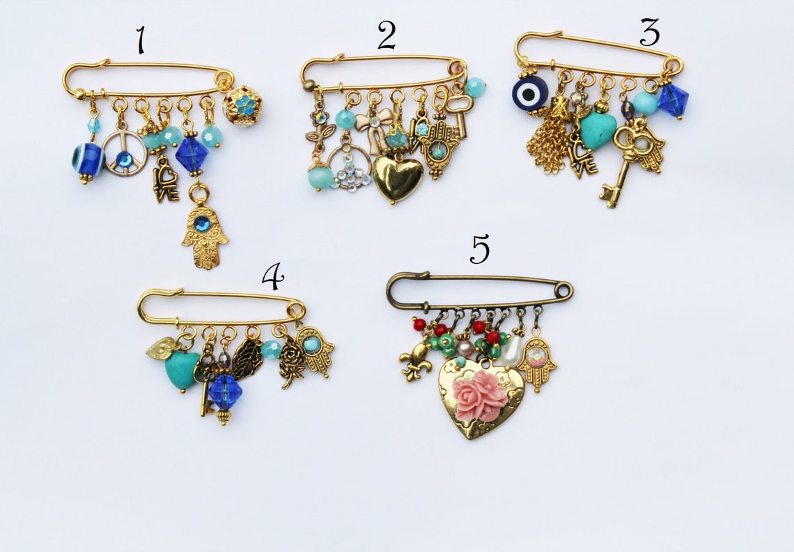 Hamsa Charm Brooch Charm Collection Brooch Safety Pin Charm Etsy