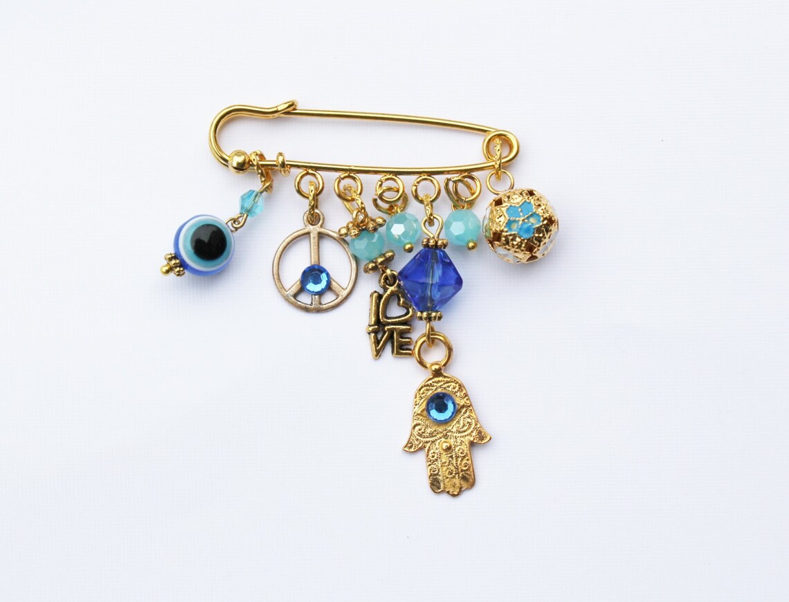 Hamsa Charm Brooch Charm Collection Brooch Safety Pin Charm Etsy