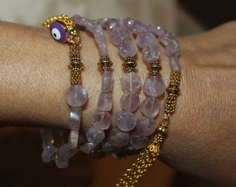 Pulsera de Hamsa hecha a mano con cuentas: amuleto de ojo malvado, cuentas de vidrio