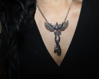 collier oiseau, collier oiseau argent, collier breloque oiseau, collier colibri, collier grand oiseau