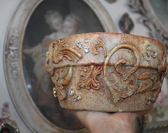 Handmade Decorated Terra Cotta Pot, Unique Ceramic Planter (8.5" X 4")
