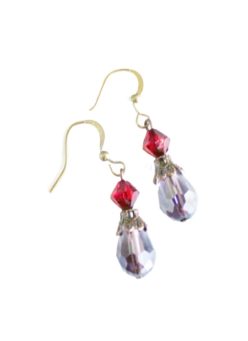 dangle earrings, crystal earrings, small earrings,bridal earrings, bridesmaid earrings, teardrop earrings, vintage earrings image 1