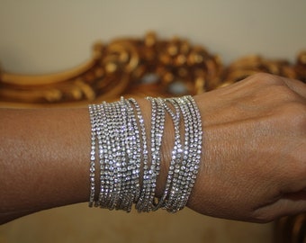 crystal bracelet, silver bracelet, Multiple layers Rhinestone Crystal bracelet