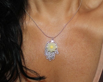 Hamsa Charm Necklace: Silver Evil Eye Protection Jewelry