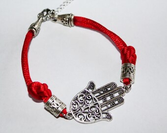 Bracciale Hamsa, Kaballah bracciale, braccialetto rosso, braccialetto del malocchio