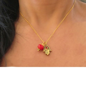 Collier Hamsa, collier de charme Hamsa, charme Hamsa, charme des yeux maléfiques, collier d'oeil maléfique, main de Hamsa, bijoux de Hamsa, bijoux de Judaica