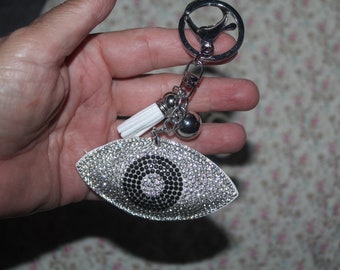 Evil Eye Keychain: Rhinestone Amulet Key Ring
