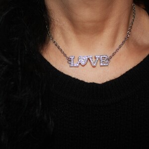love necklace, love charm, silver necklace, love pendant, love pendent