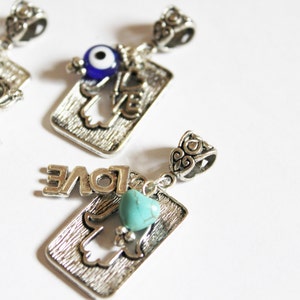 Hamsa charm necklace, Silver necklace, Judaica jewelry, hamsa charm, hamsa necklace, butterfly charm, evil eye charm necklace image 6