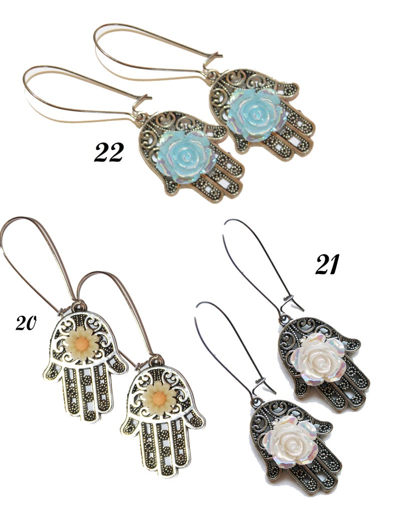 Hamsa earrings evil eye charm earrings charm earrings Etsy