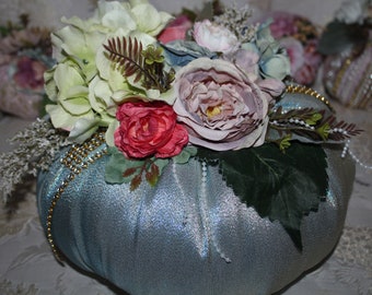 Abóboras Shabby Chic feitas à mão: decoração de mesa para o Dia de Ação de Graças (32" de diâmetro)
