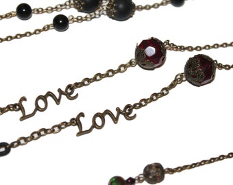 Onyx & Crystal Eyeglasses Chain: Elegant Glasses Holder Necklace