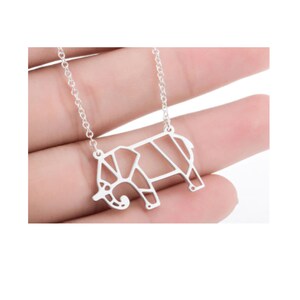 Origami elephant necklace, Elephant Necklace, Elephant charm necklace, good luck charm, Elephant pendant, dainty elephant necklace