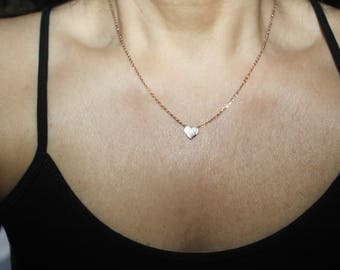 Zierliche Rose Gold Herz Halskette: Edelstahl Love Anhänger