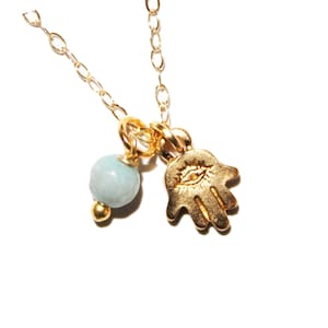 Hamsa necklace, Hamsa charm necklace, evil eye charm, evil eye, Ruby, gold filled Hamsa, hamsa charm