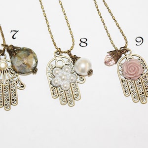 Collier Hamsa, de mauvais oeil, Bronze Hamsa, Hamsa charme collier, collier de charme grand Hamsa