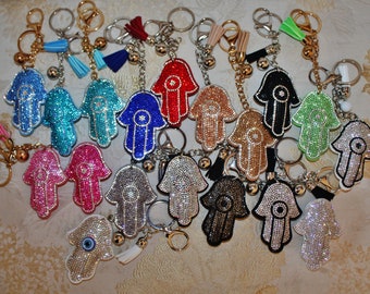 Crystal Hamsa Keychain: Colorful Evil Eye Amulet