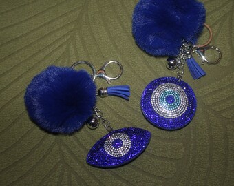 Evil Eye Keychain: Rhinestone Charm, Gift of Love