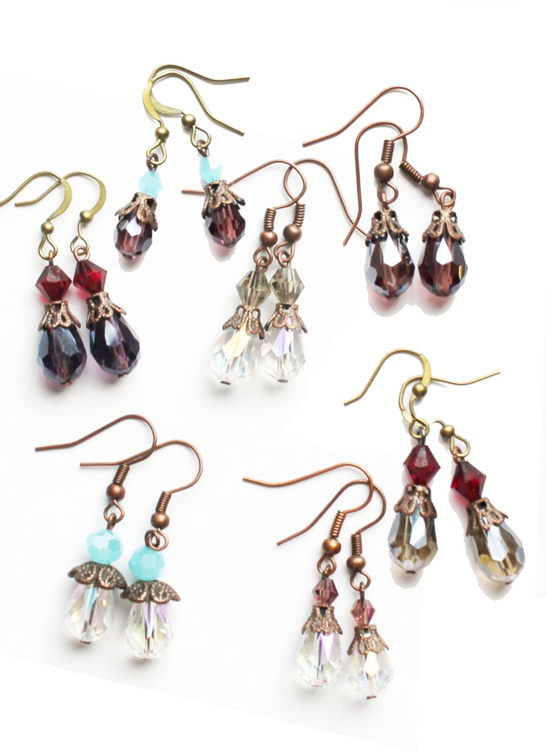 dangle earrings, crystal earrings, small earrings,bridal earrings, bridesmaid earrings, teardrop earrings, vintage earrings image 4