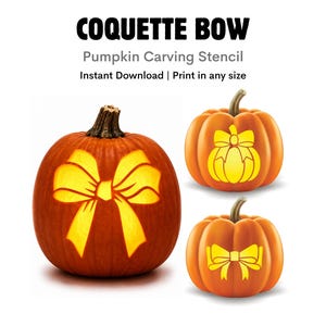 Coquette Bow Pumpkin Carving Stencil: Trendy Halloween Template (Instant Download)
