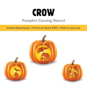 Crow Pumpkin Carving Stencil: Spooky Gothic Bird Templates (Instant Download)