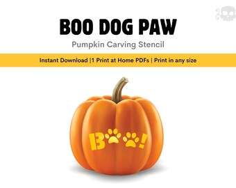 Plantilla para tallar calabaza con forma de pata de perro: Decoración de Halloween para amantes de las mascotas (imprimir en casa)