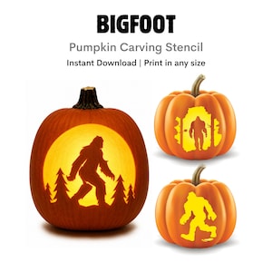 Plantilla de calabaza de Bigfoot: Diseños únicos de monstruos, Sasquatch y criaturas críptidas en calabazas (Descarga digital instantánea)
