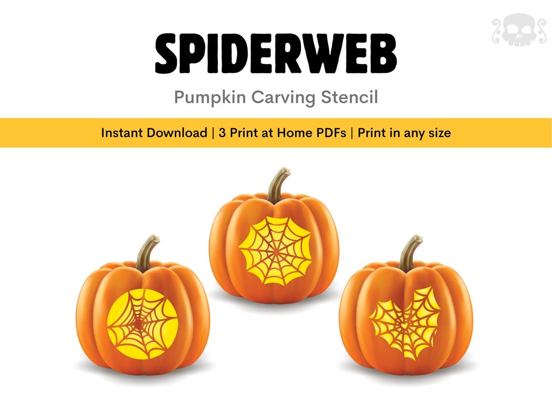 Spider Web Pumpkin Stencil DIY Halloween Carving Template Pattern