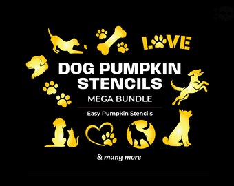 Paquete de plantillas de calabaza para perro: más de 11 plantillas imprimibles de Halloween, desde fáciles hasta difíciles (descarga instantánea)