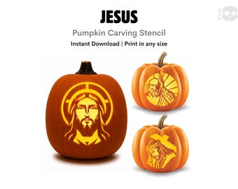 Jesus Pumpkin Stencil: Religious Halloween Carving Template Design (Instant Download)