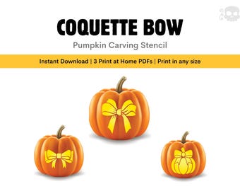 Coquette Bow Pumpkin Carving Stencil: Trendy Halloween Template (Instant Download)