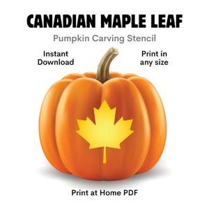 Canadian Maple Leaf Pumpkin Stencil: Easy Halloween Carving Template, Pattern Designs (Instant Download)