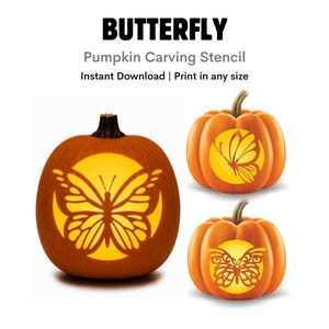 Butterfly Pumpkin Carving Stencil: Easy Fall Halloween Template (Digital Download)