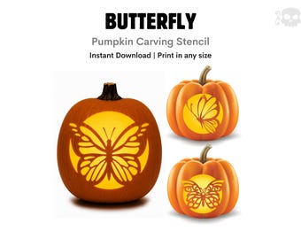 Butterfly Pumpkin Carving Stencil: Easy Fall Halloween Template (Digital Download)