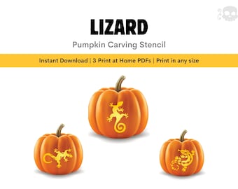 Plantilla para tallar calabazas LAGARTO: Diseños de Halloween espeluznantes y espeluznantes (Descarga instantánea)