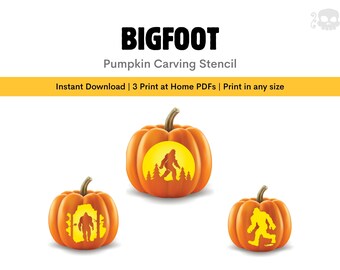BIGFOOT Pumpkin Stencil: Unique Monster, Sasquatch & Cryptid Pumpkin Designs (Instant Digital Download)