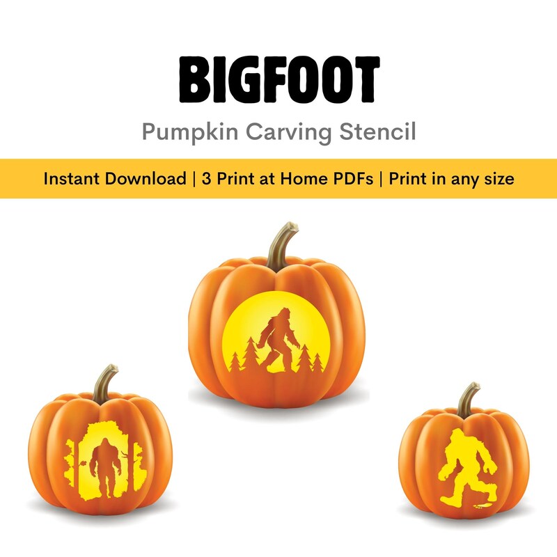 Bigfoot Pumpkin Carving Stencil Etsy