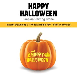 Happy Halloween Pumpkin Stencil: Easy Template Pattern Designs (Instant Download)
