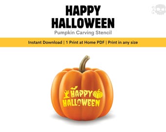 Happy Halloween Pumpkin Stencil: Easy Template Pattern Designs (Instant Download)