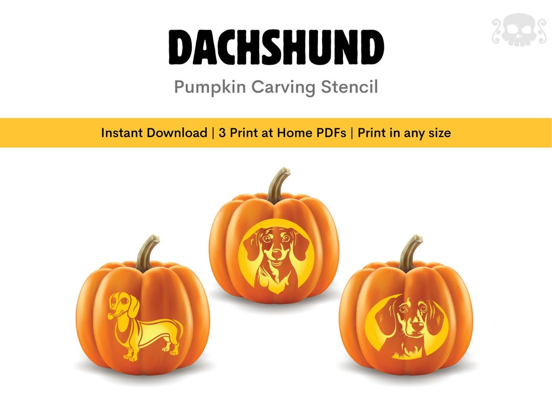 Dachshund Pumpkin Stencil Cute Halloween Carving Template Pattern